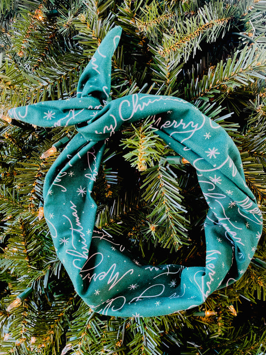 Amanda Bright Designs Merry Christmas vintage style headband in green and white