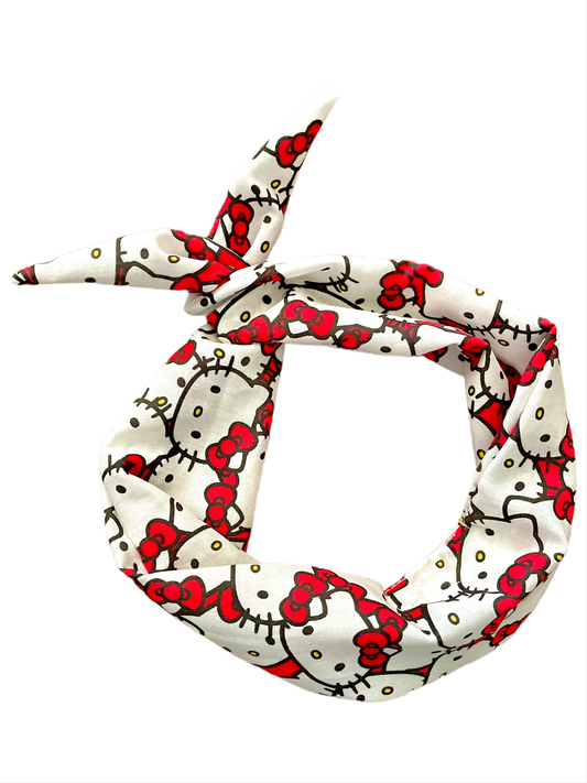 Amanda Bright Designs The Original Tie Headband Hello Kitty Sanrio Design in red black and white