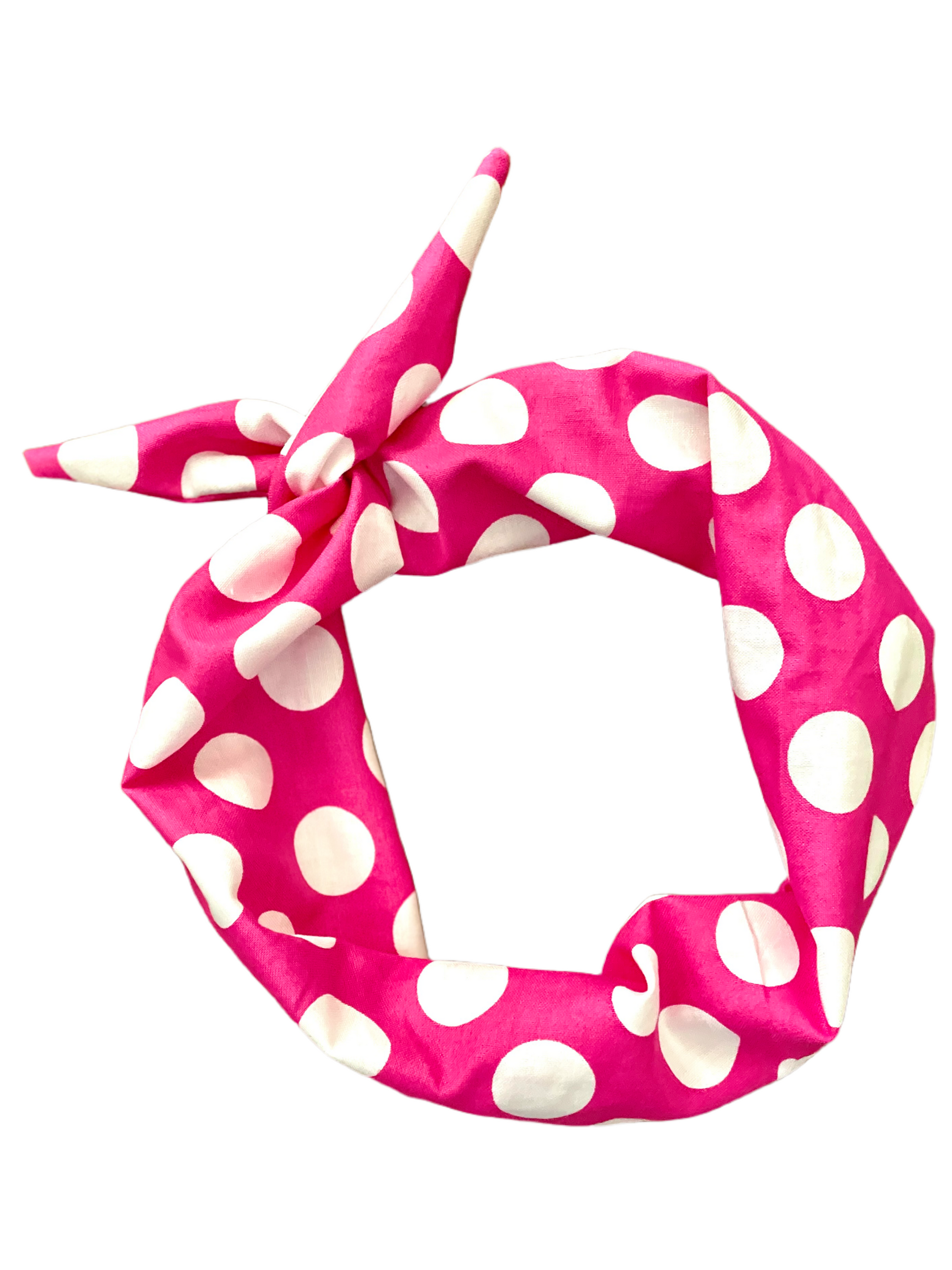 Amanda Bright Designs The Original Tie Headband Hot Pink Polkadot