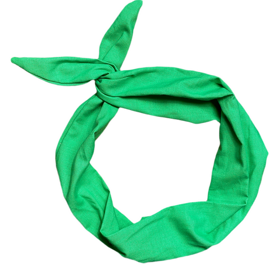 Amanda Bright Designs solid kelly green tie headband made of cotton fabric for christmas holidays summer st. Patricks day