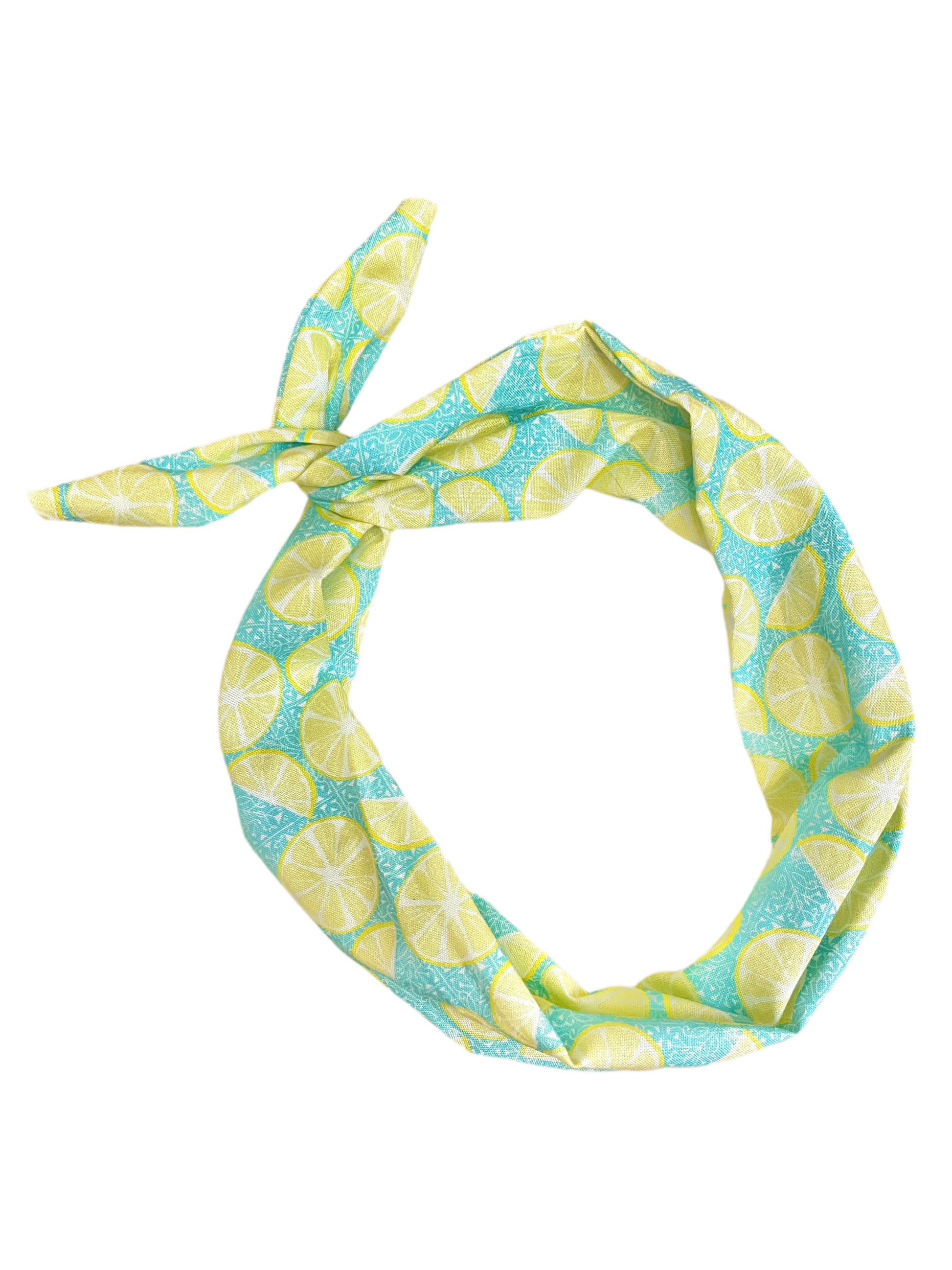 Amanda Bright Designs lemon slices pool blue headband for summer