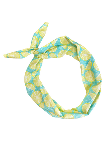 Amanda Bright Designs lemon slices pool blue headband for summer