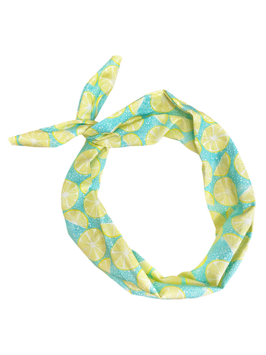 Amanda Bright Designs lemon slices pool blue headband for summer