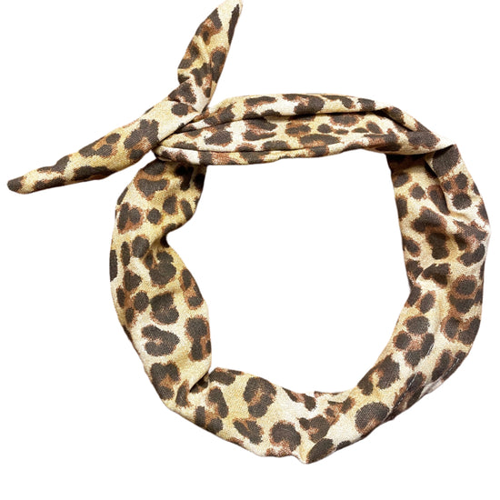 Amanda Bright Designs Tie Headband in Leopard Print Animal Print