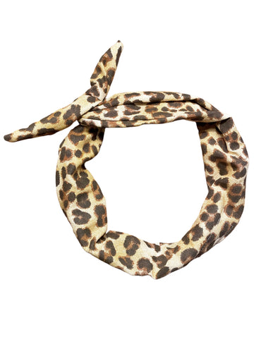 Amanda Bright Designs Tie Headband in Leopard Print Animal Print