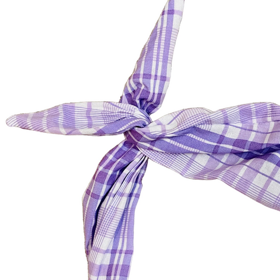 Amanda Bright Designs lilac plaid moldable bendable headband for spring summer dresses