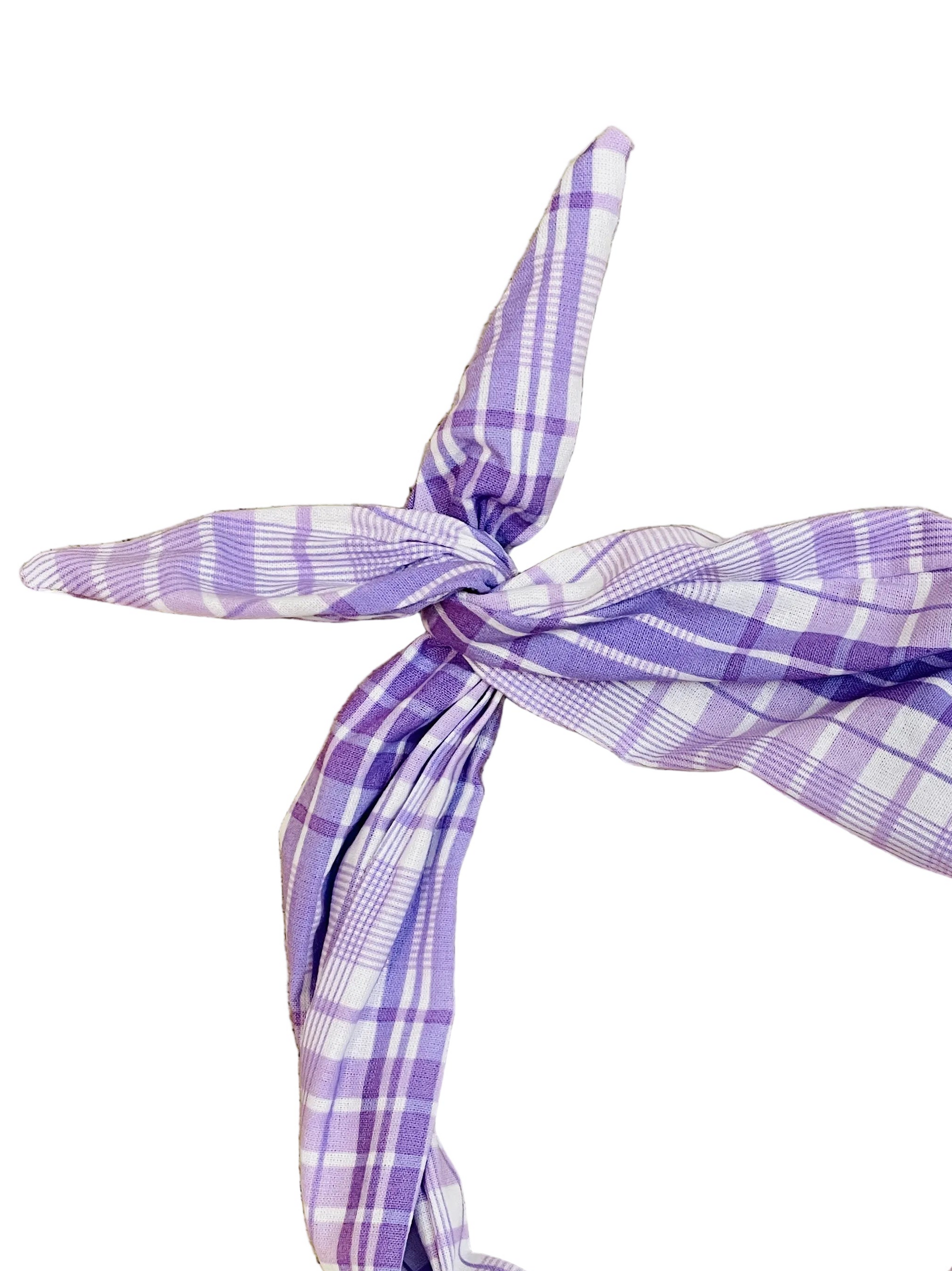 Amanda Bright Designs lilac plaid moldable bendable headband for spring summer dresses