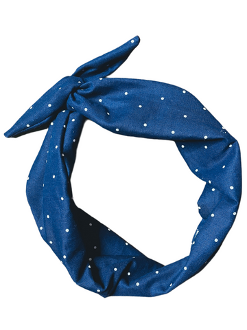 Amanda Bright Designs The Original Tie Headband Navy Blue Dot