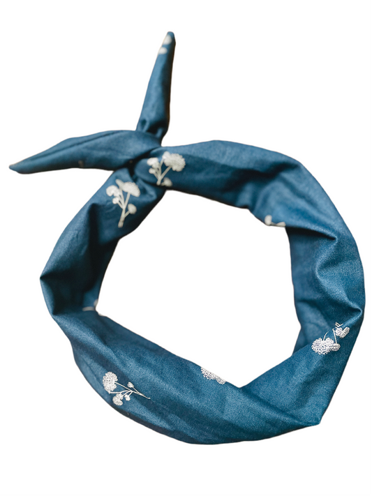 Amanda Bright Designs The Original Tie Headband Navy Blue Floral