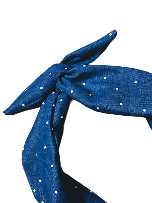 Amanda Bright Designs navy blue polkadot classic elegance headband