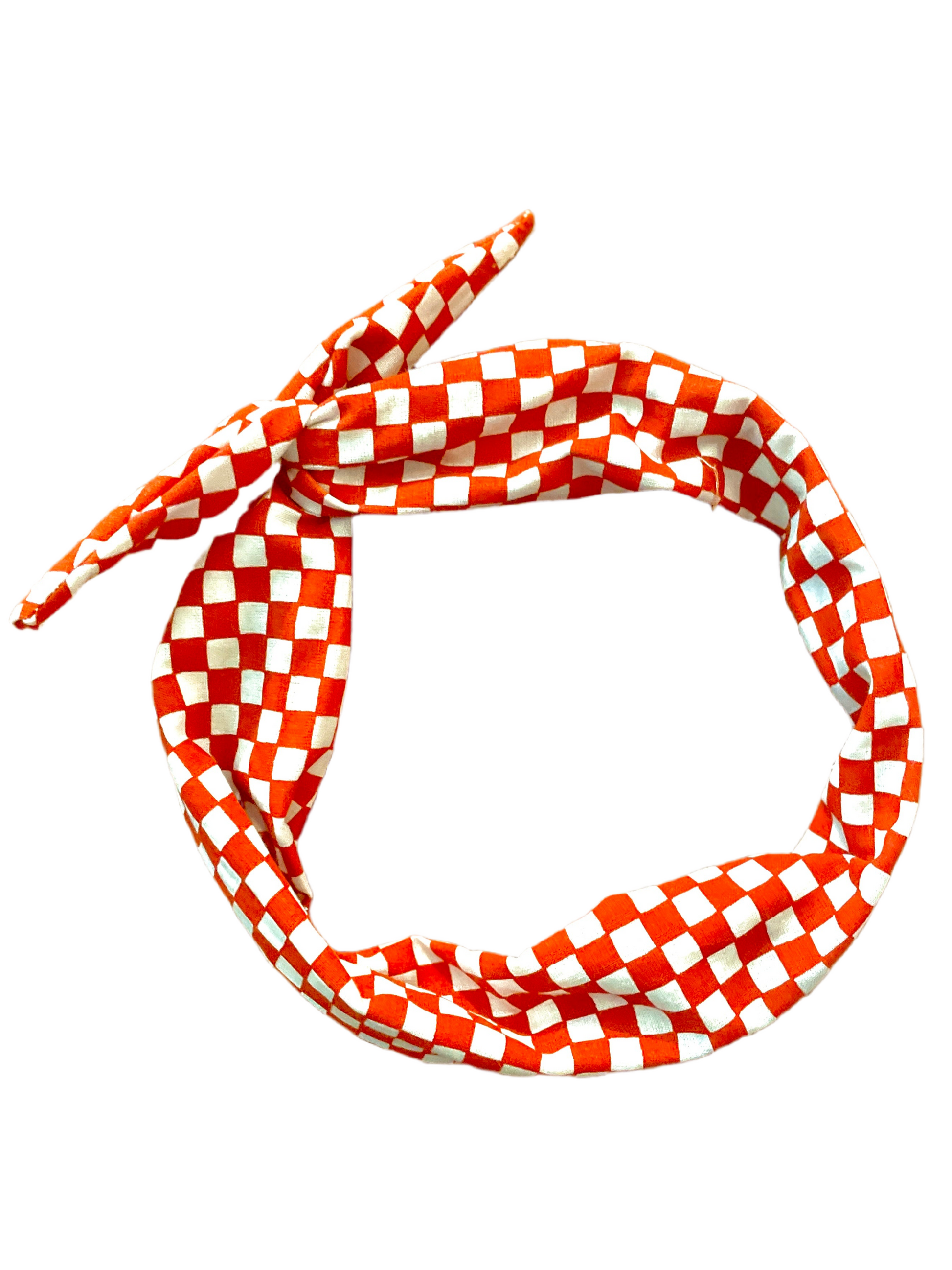 Amanda Bright Designs The Original Tie Headband Orange Check 