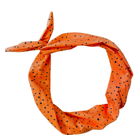 Amanda Bright Designs orange speckle halloween headband with black speckles