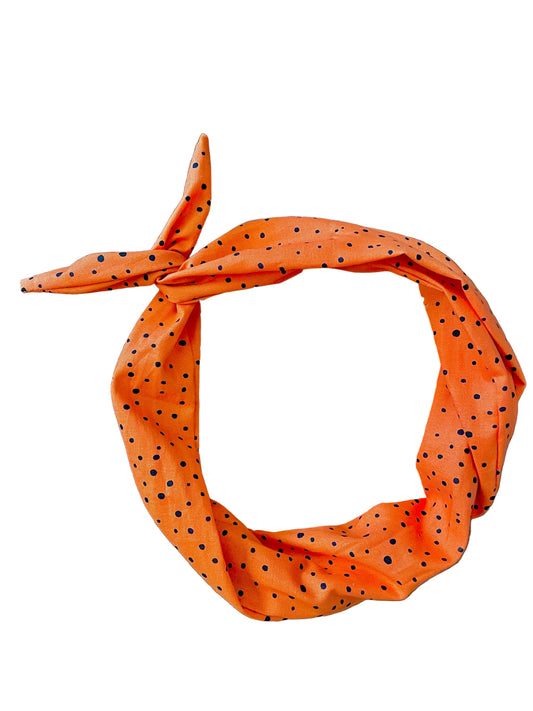 Amanda Bright Designs orange speckle halloween headband with black speckles