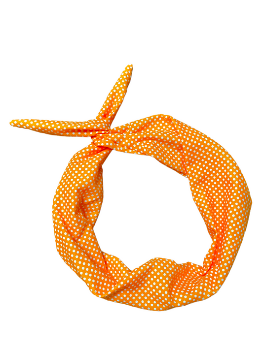 Amanda Bright Designs The Original Tie Headband Orange Swissdot