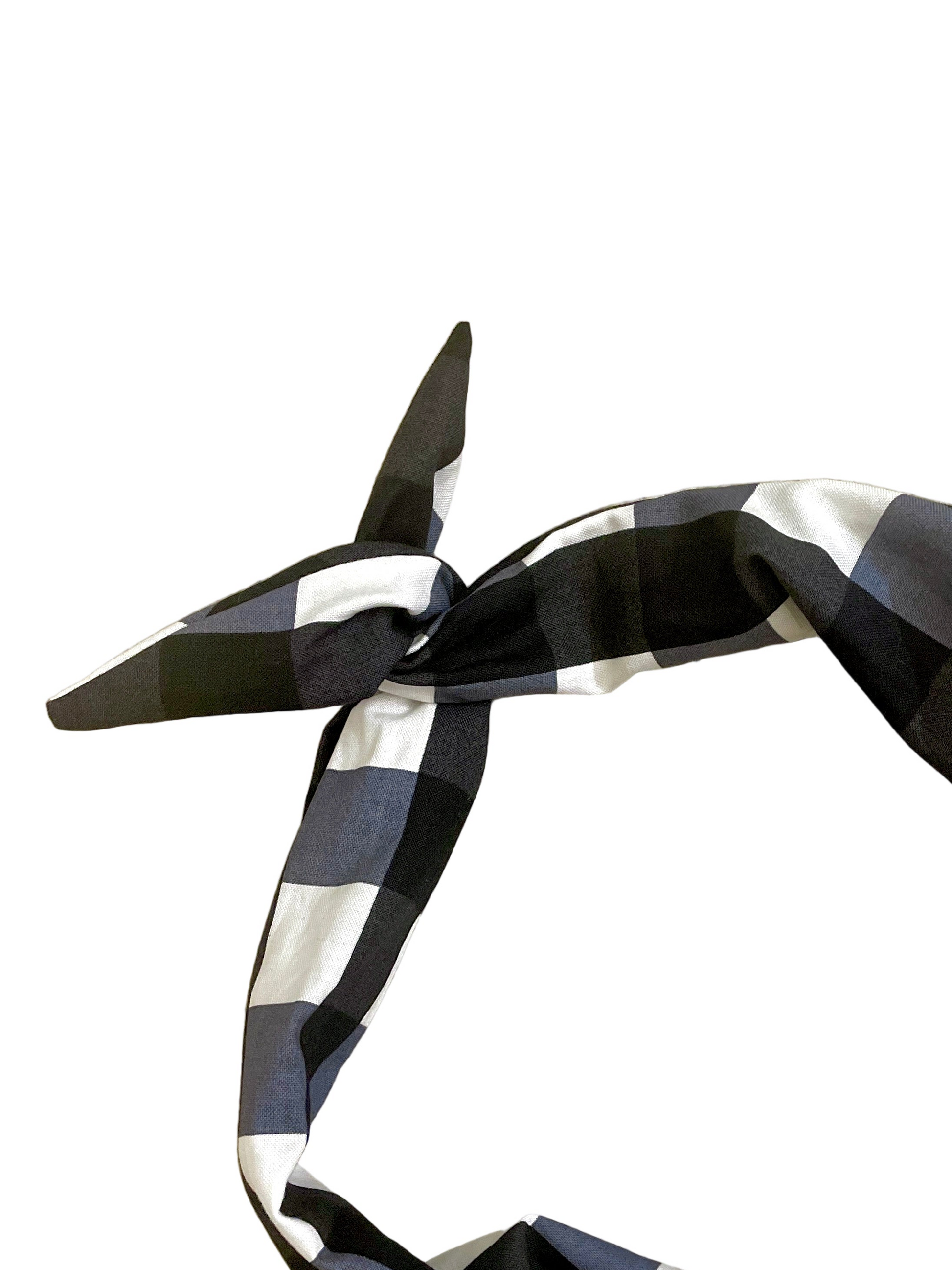 Amanda Bright Designs black white and navy checkered tie headband park avenue style