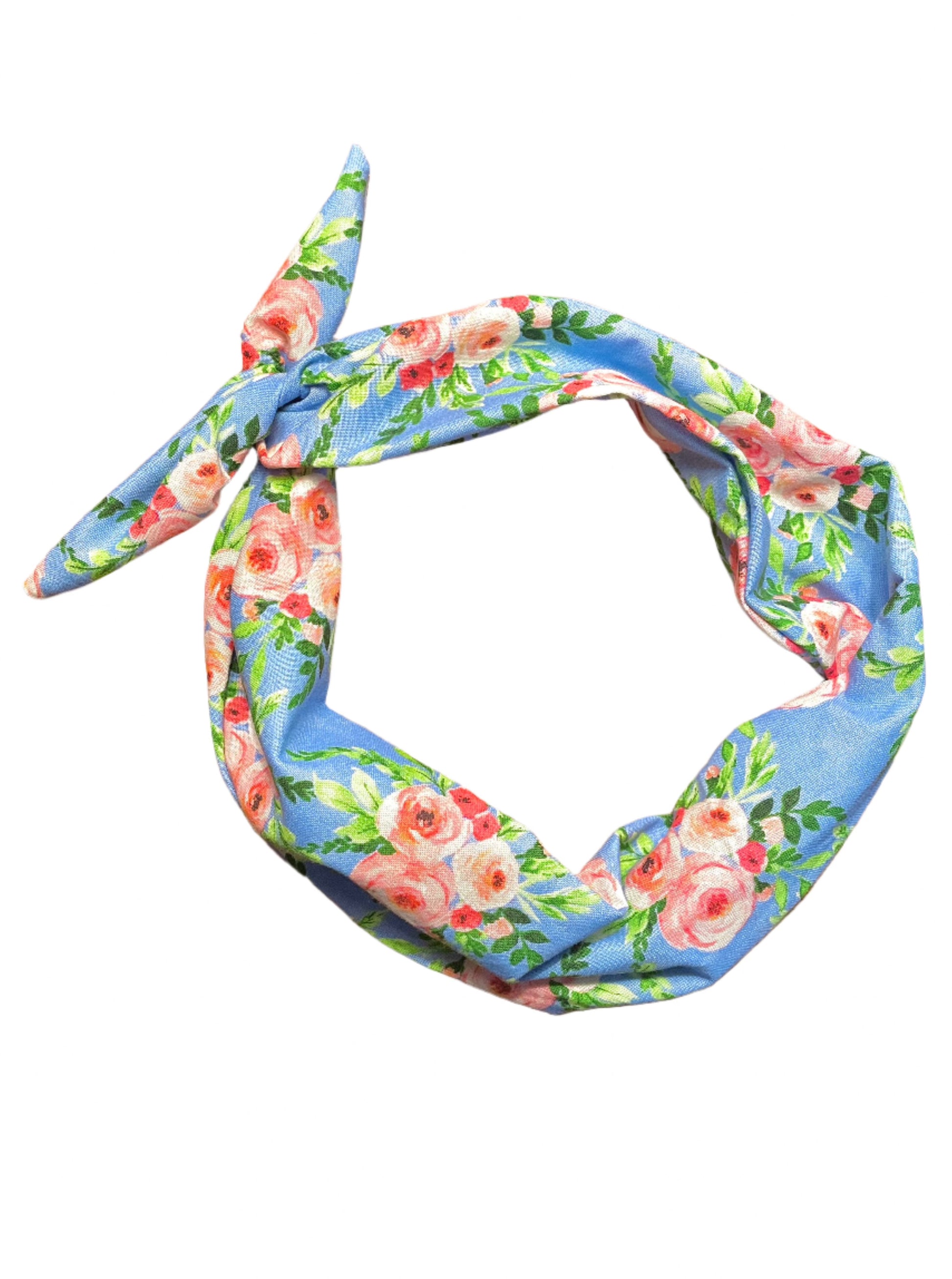 Amanda Bright Designs The Original Tie Headband Periwinkle Rose Floral