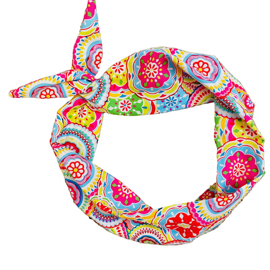 Amanda Bright Designs pink batik geometric cotton summer headband