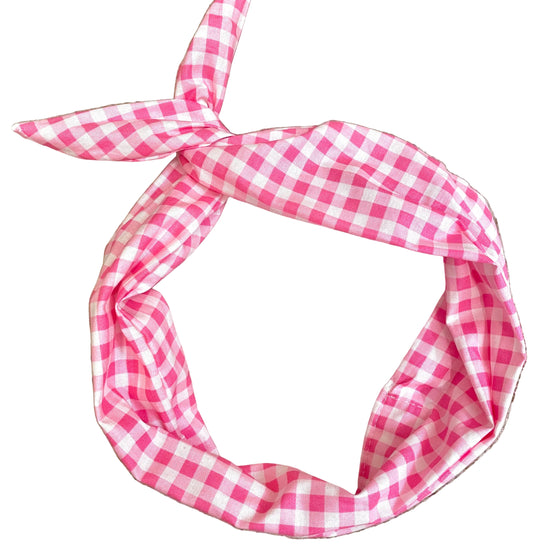 Amanda Bright Designs pink and white gingham headband
