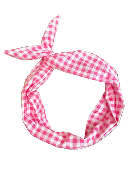 Amanda Bright Designs pink and white gingham headband