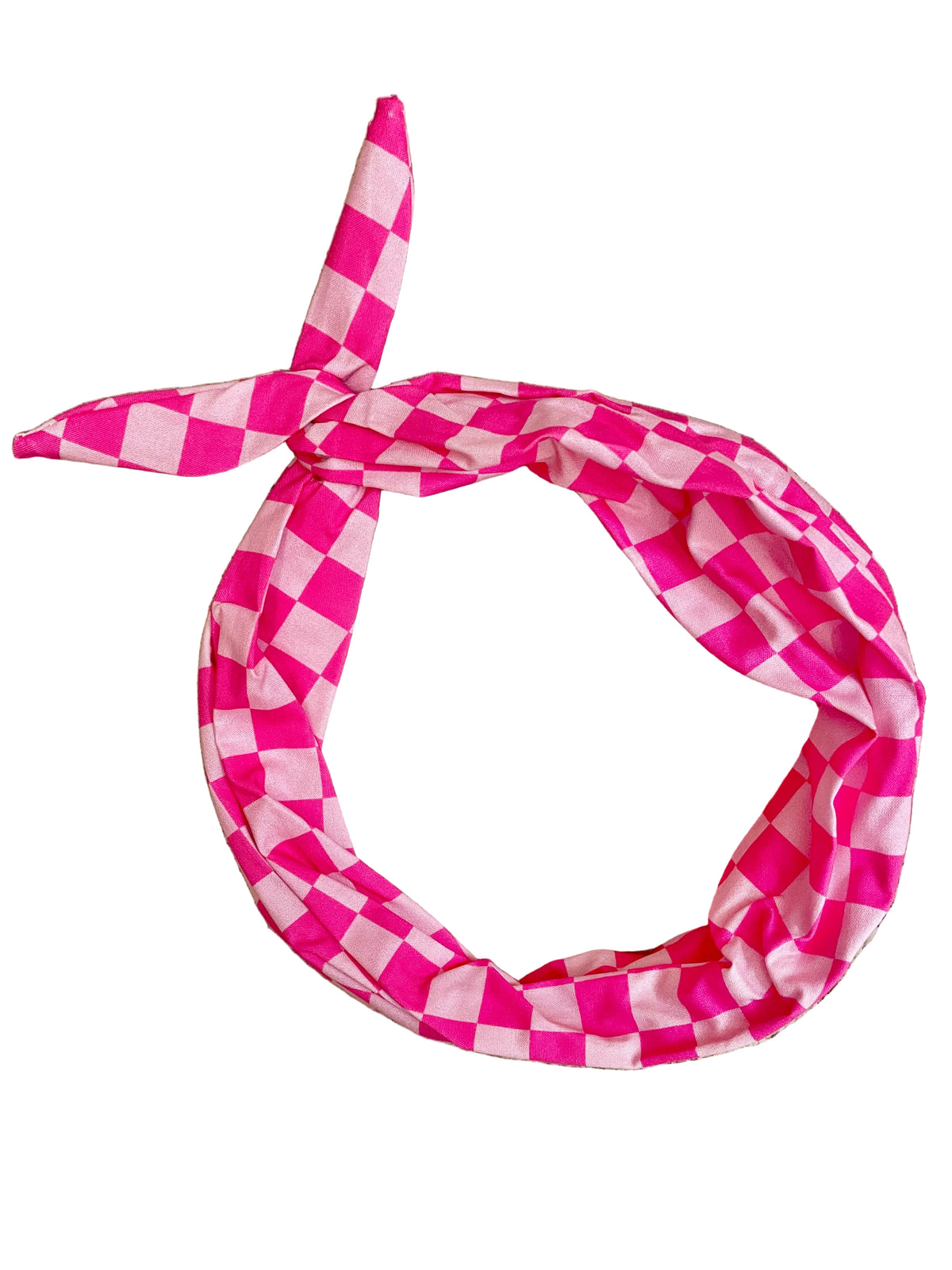 Amanda Bright Designs pink checkered headband moldable bendable two-tone pink wired headband 