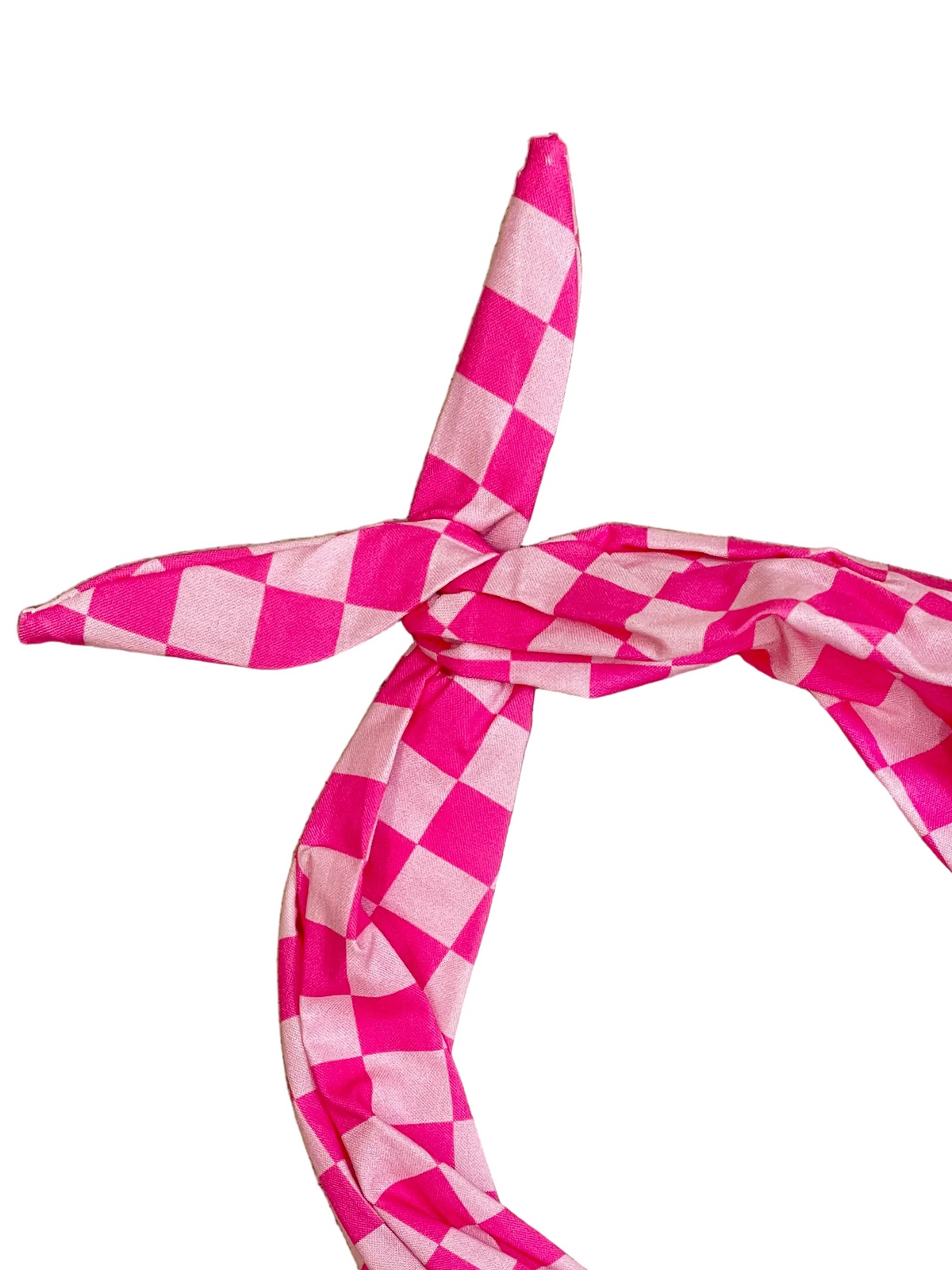 Amanda Bright Designs pink checkered headband moldable bendable two-tone pink wired headband 