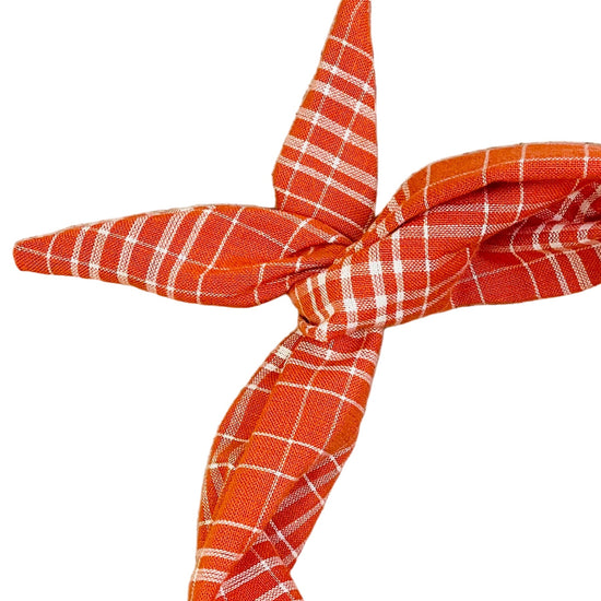 Amanda Bright Designs pumpkin plaid headband for fall Halloween holidays