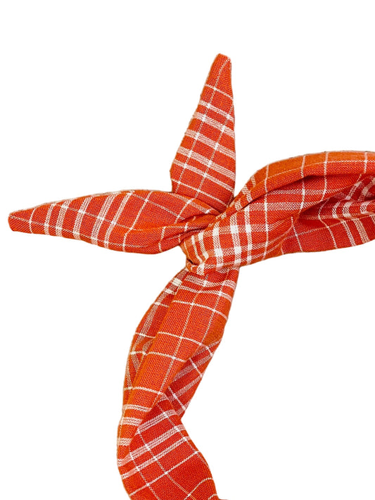 Amanda Bright Designs pumpkin plaid headband for fall Halloween holidays