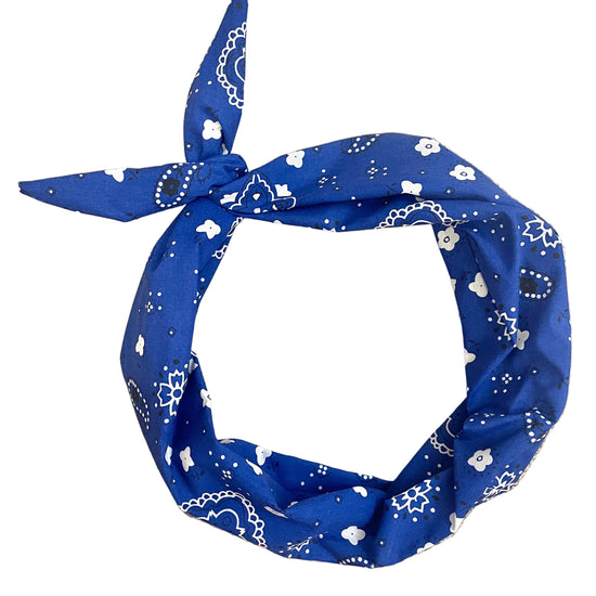 Amanda Bright Designs purple bandana with white paisley pattern