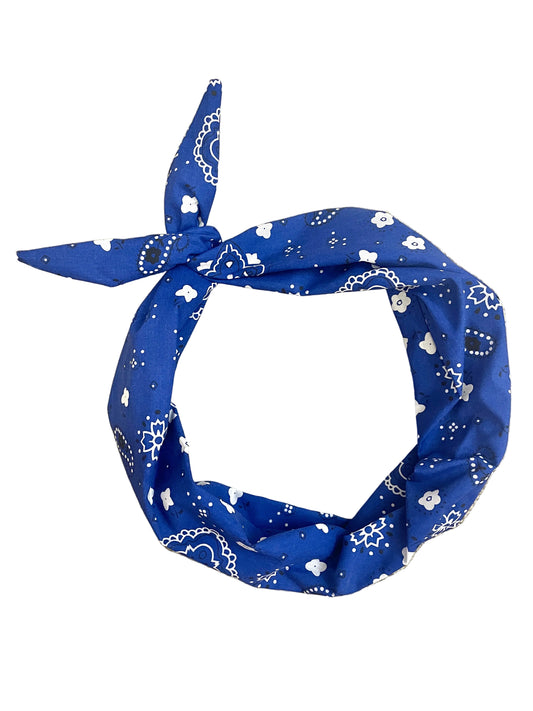 Amanda Bright Designs purple bandana with white paisley pattern