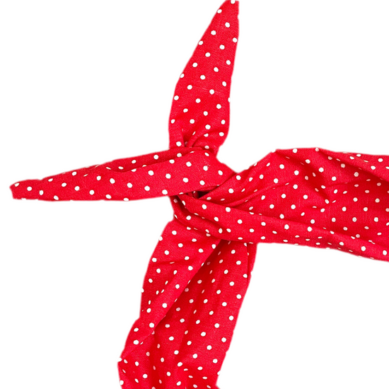amanda bright designs red and white polkadot headband 1950s old hollywood glam rosie the riveter head wrap