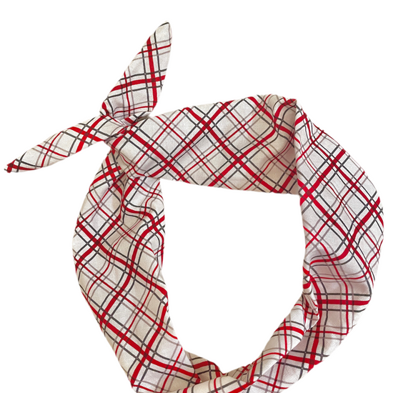 Amanda Bright Designs red and gray plaid headband