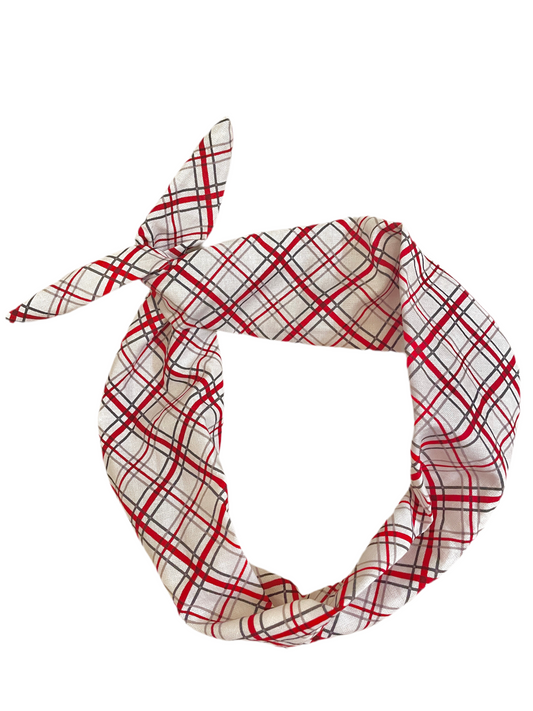 Amanda Bright Designs red and gray plaid headband