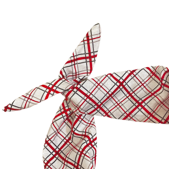 Amanda Bright Designs red and gray plaid headband