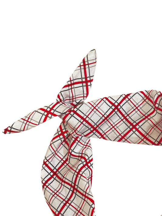 Amanda Bright Designs red and gray plaid headband