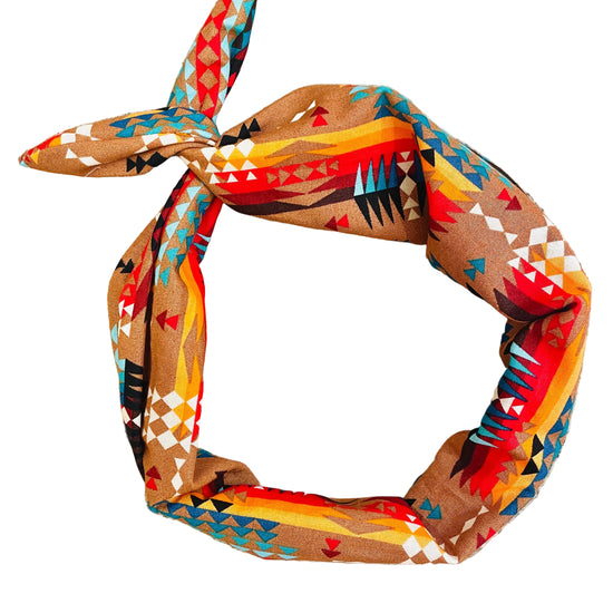 Amanda Bright Designs Aztec print Santa Fe terra-cotta headband print