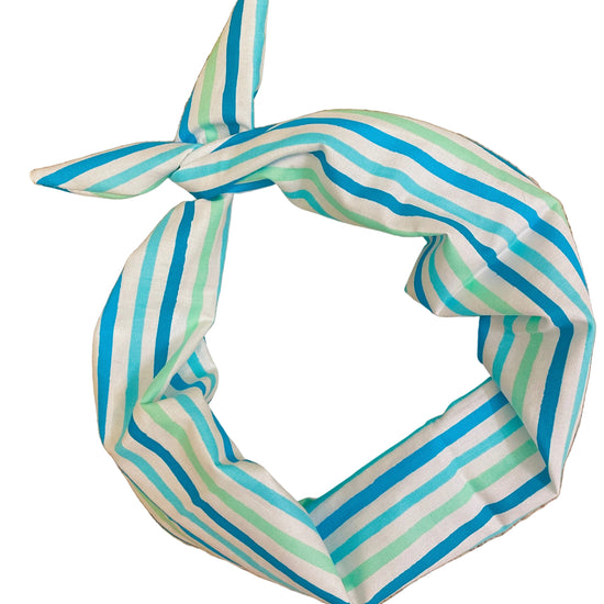 Amanda Bright Designs beach style blue, white and green striped headband