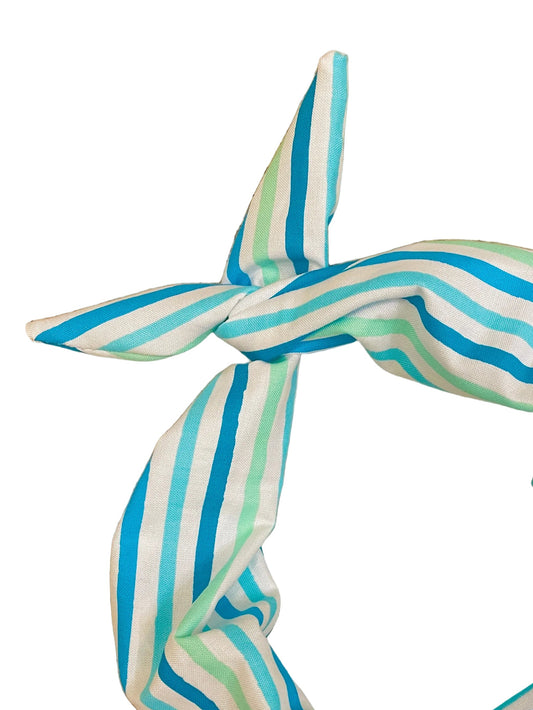 Amanda Bright Designs sea glass striped summer beach, blue, green and white headband