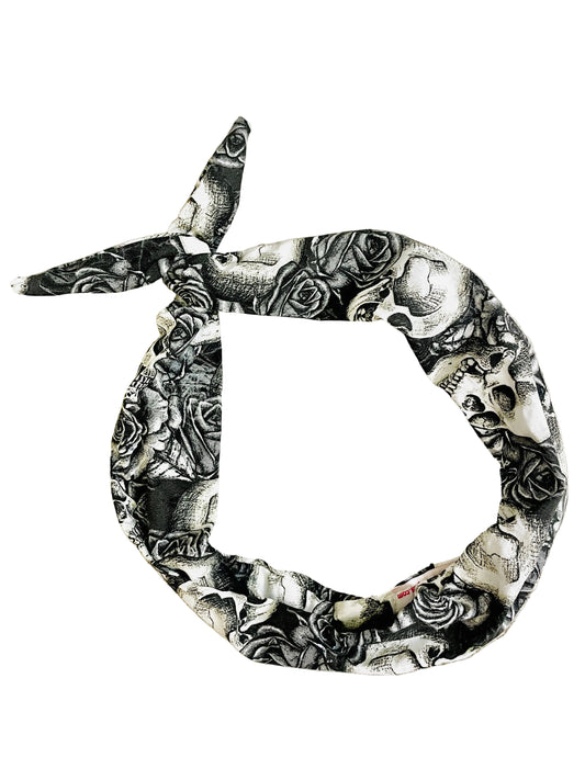 Amanda Bright Designs Skulls and Roses Gothic Tattoo Vibe Monotone Headband