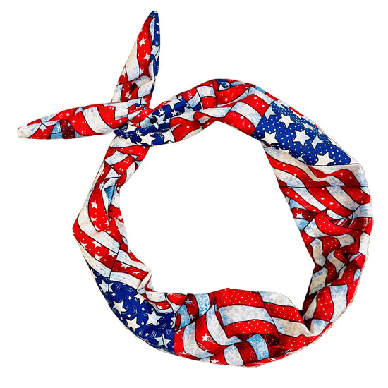 Amanda Bright Designs, American flag patterned, headband, old Glory, red white and blue USA