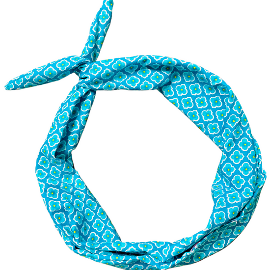 Amanda Bright Designs The Original Tie Headband Teal Geometric Pattern