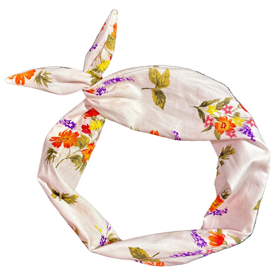 Amanda Bright Designs Texas wildflowers summer floral headband olive green leaves stems with bunches of wildflowers 