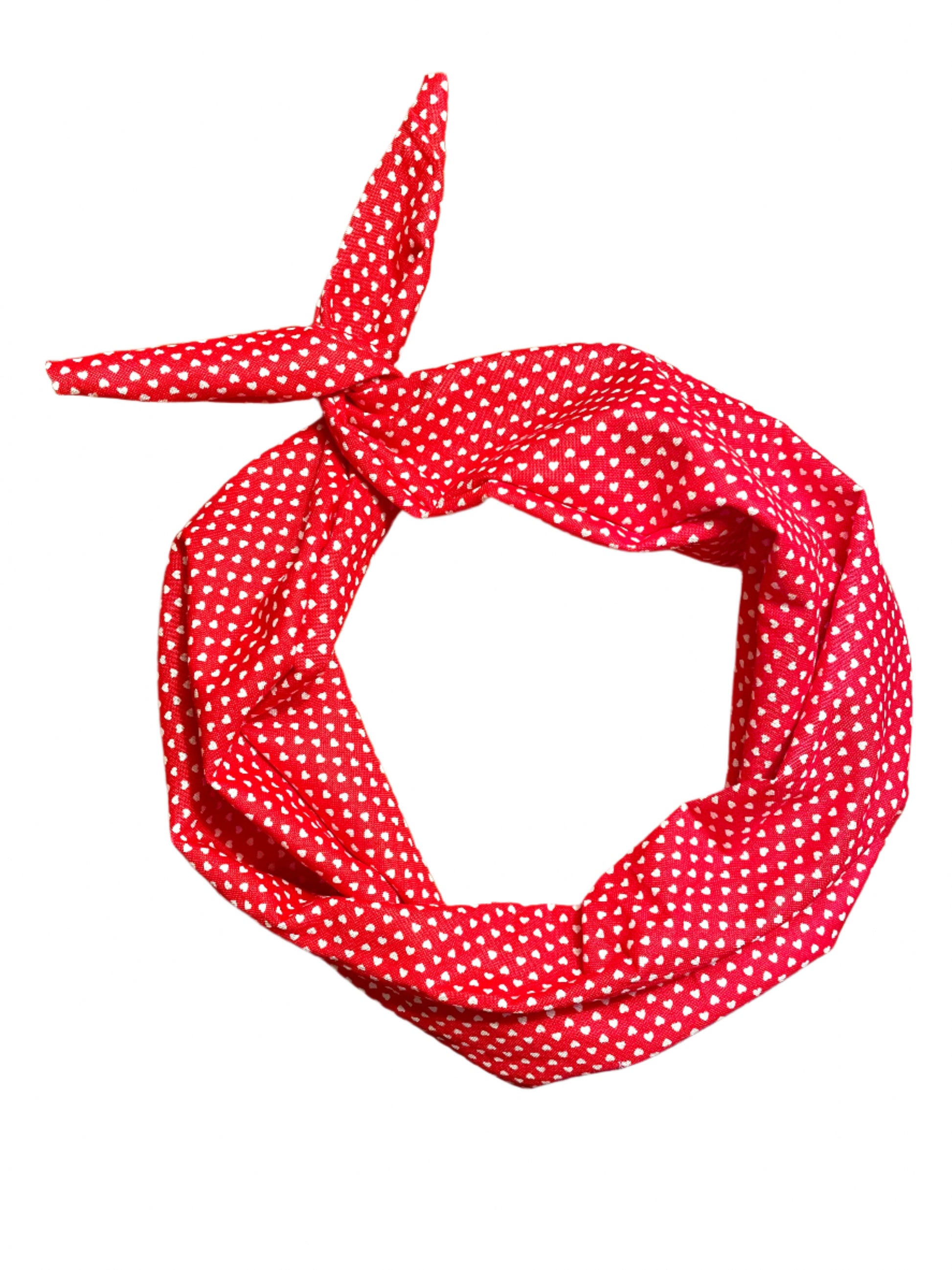 Amanda Bright Designs Red headband with Tiny white Hearts 