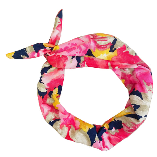 Amanda Bright Designs vintage fabric pink yellow navy blue floral headband