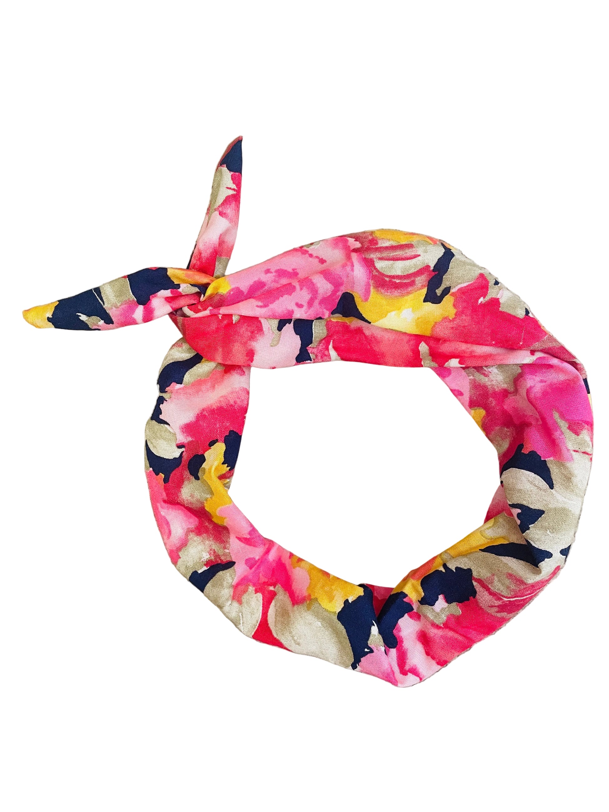 Amanda Bright Designs vintage fabric pink yellow navy blue floral headband