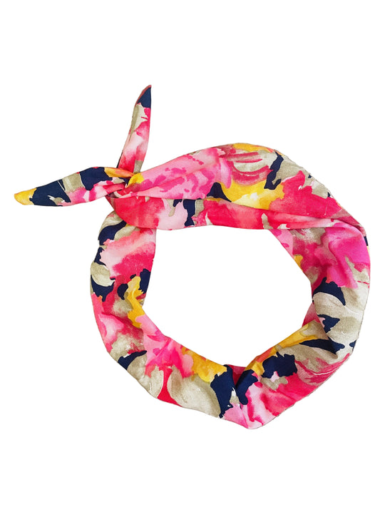 Amanda Bright Designs vintage fabric pink yellow navy blue floral headband