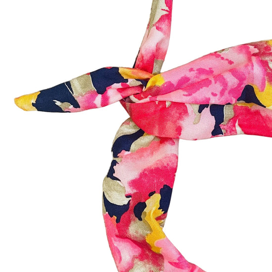 Amanda Bright Designs vintage fabric, headband, pink, yellow, navy blue floral