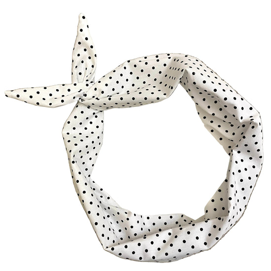 Amanda Bright Designs white polkadot headband with black dots retro 1950s style 