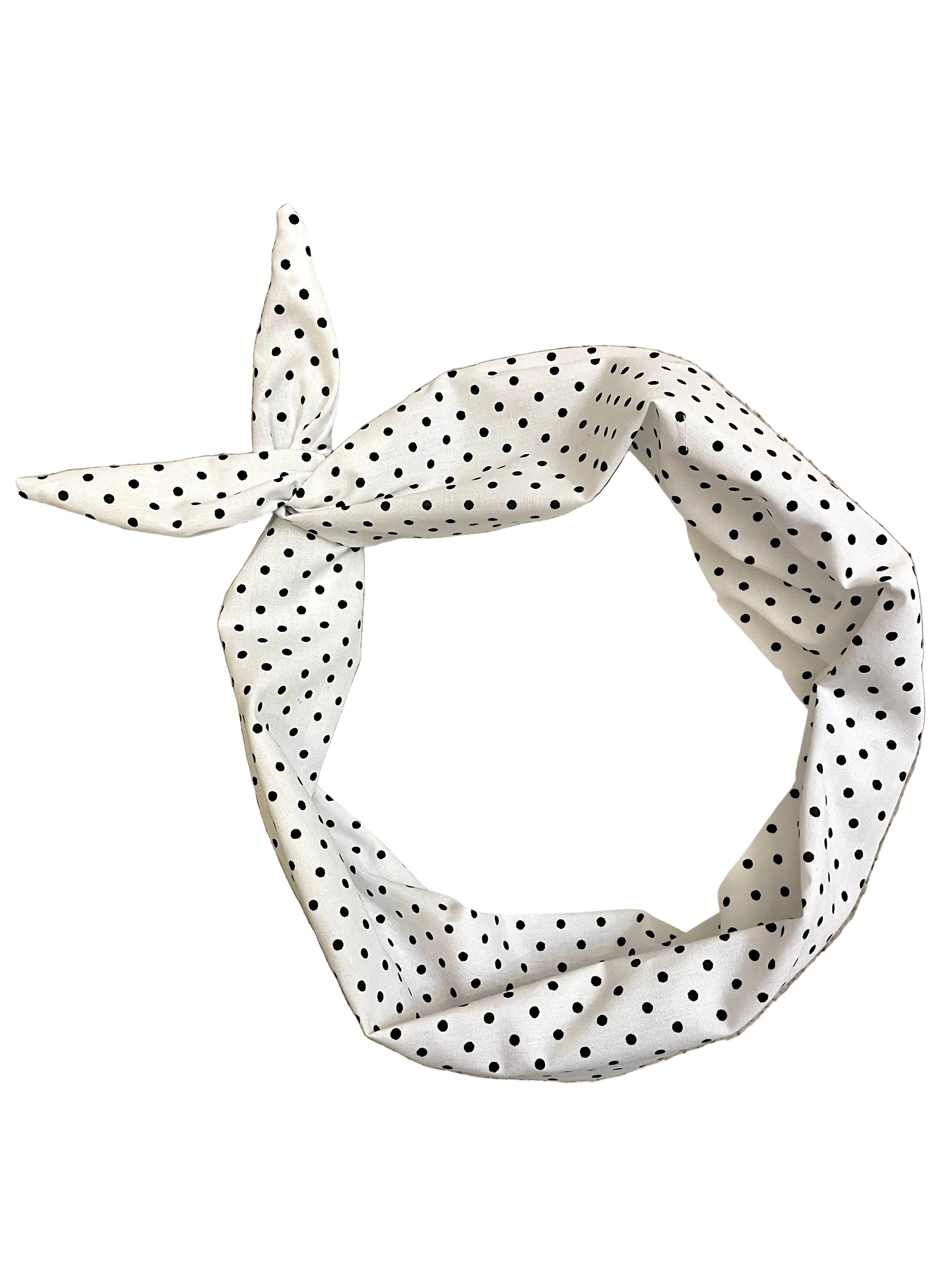 Amanda Bright Designs white polkadot headband with black dots retro 1950s style 