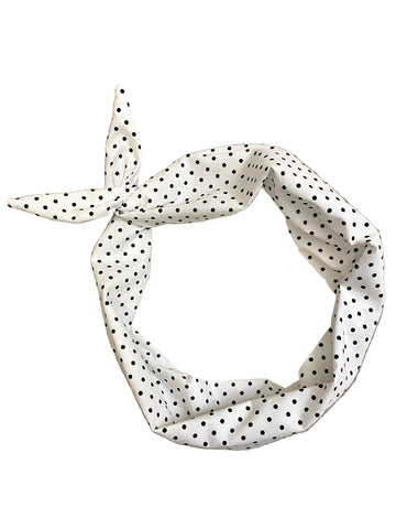 Amanda Bright Designs white polkadot headband with black dots retro 1950s style 