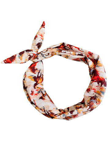 Amanda Bright Designs lightweight fabric mustangs headband with a colorful abstract horse print